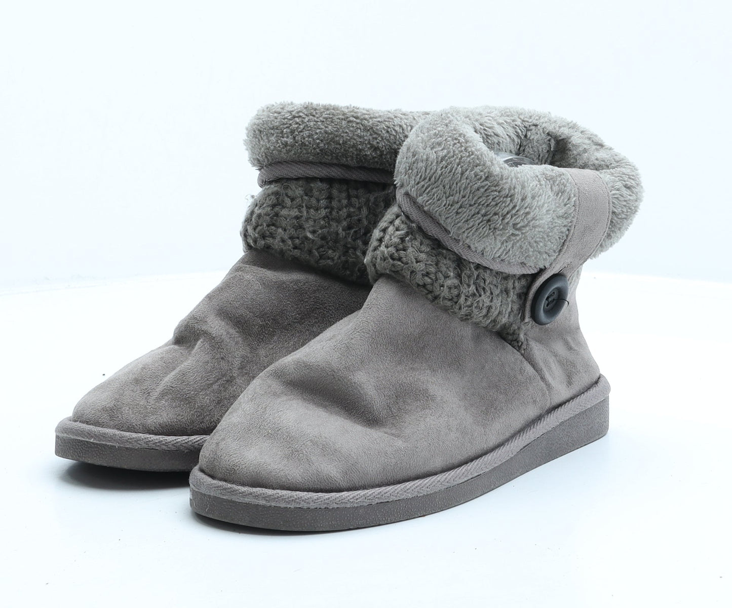 Preworn Womens Grey Synthetic Shearling Style Boot UK 3 36