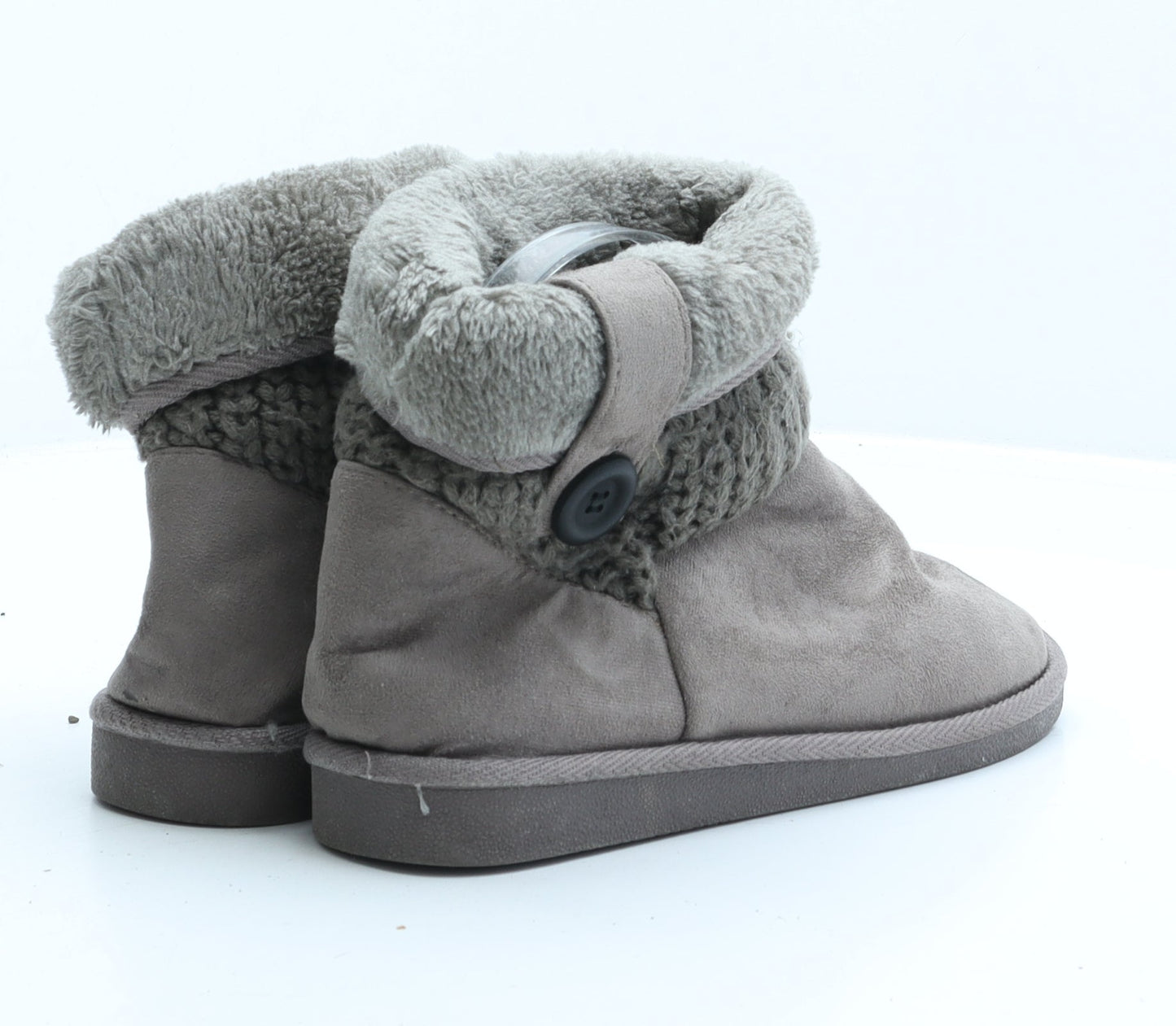 Preworn Womens Grey Synthetic Shearling Style Boot UK 3 36