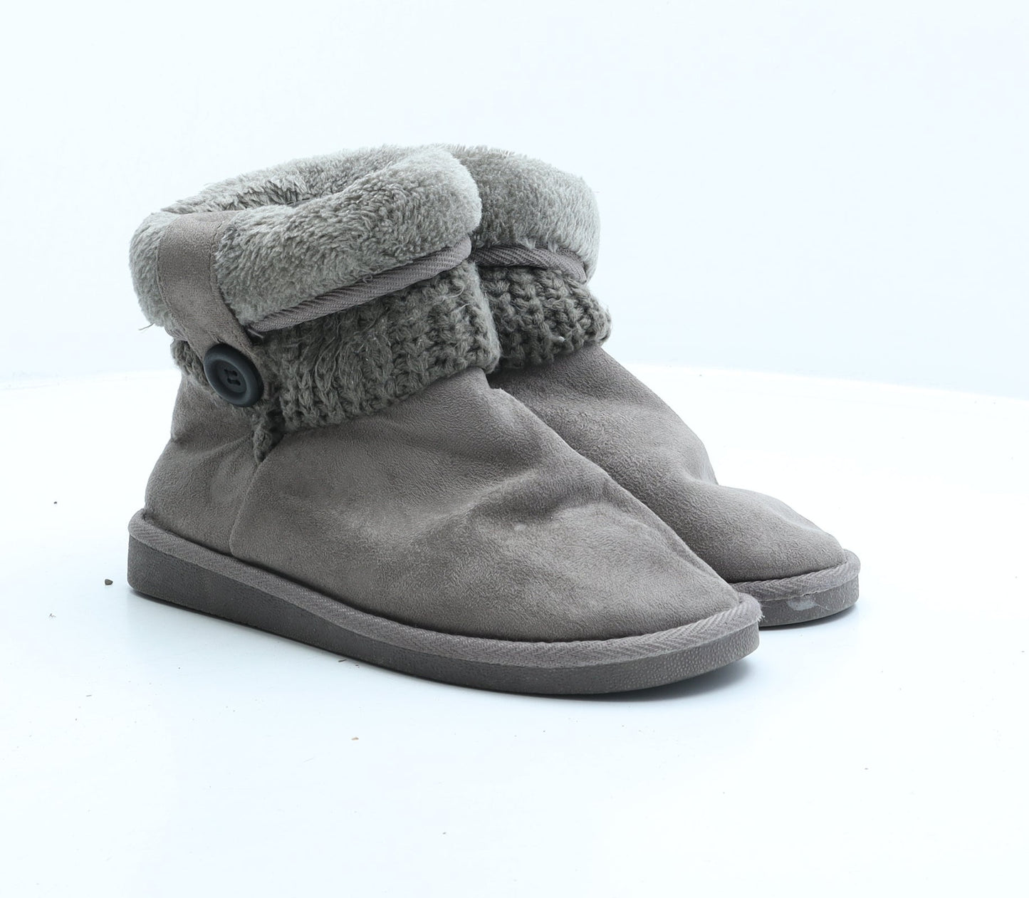 Preworn Womens Grey Synthetic Shearling Style Boot UK 3 36