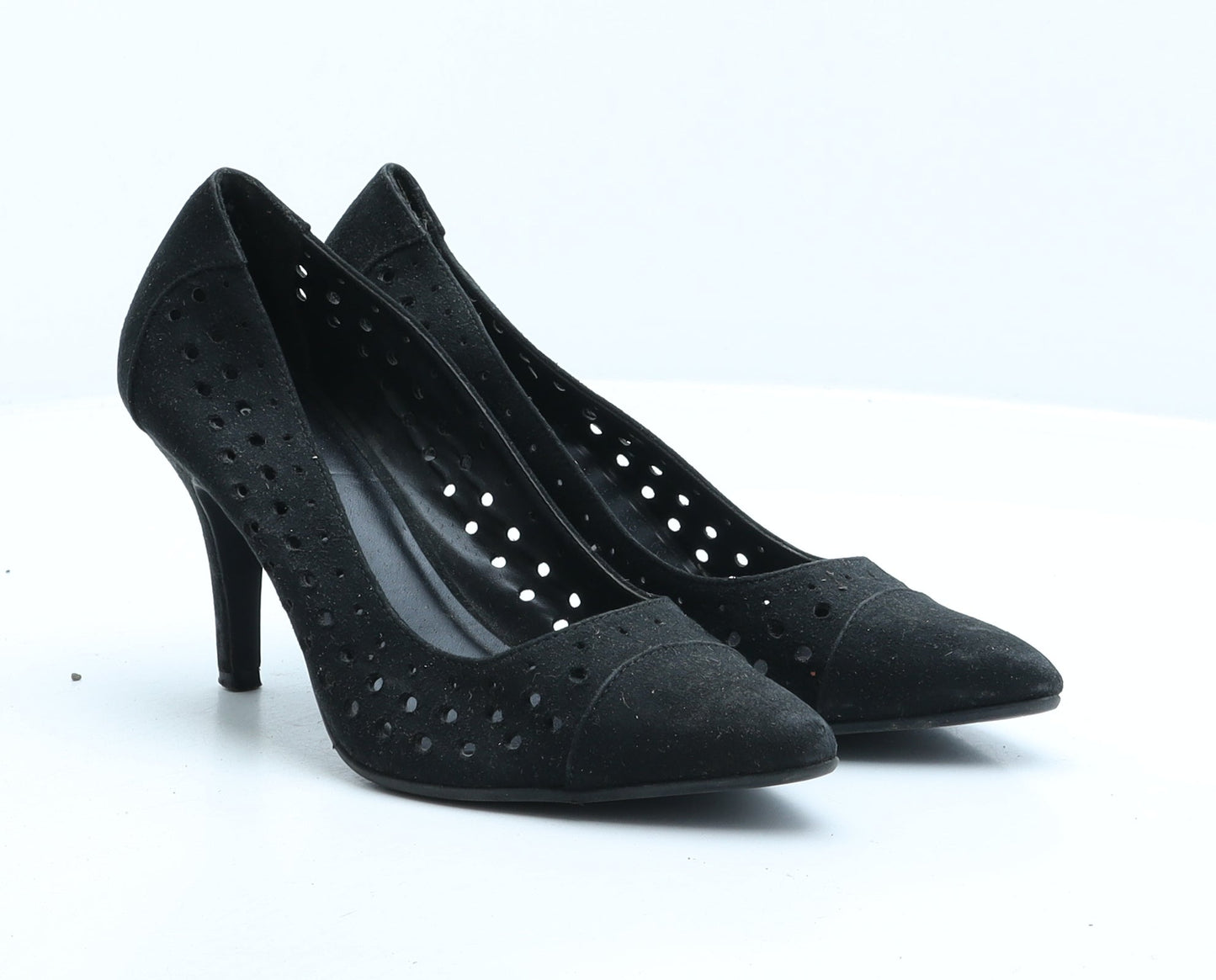 Preworn Womens Black Fabric Court Heel UK 4 37