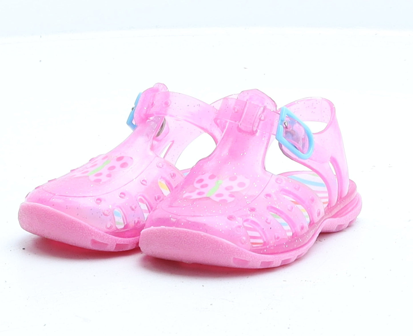 Preworn Girls Pink Rubber Strappy Sandal UK 3