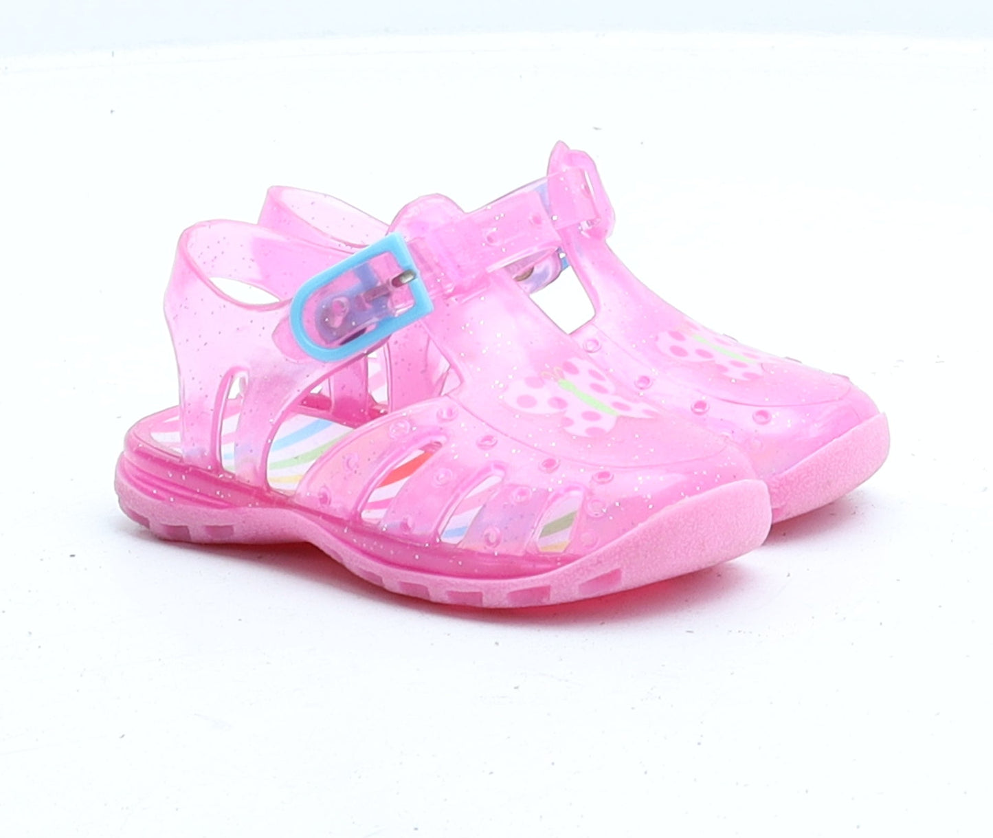 Preworn Girls Pink Rubber Strappy Sandal UK 3