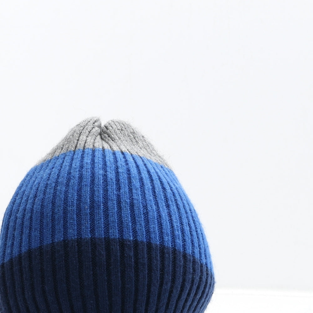 George Boys Blue Colourblock Acrylic Beanie One Size