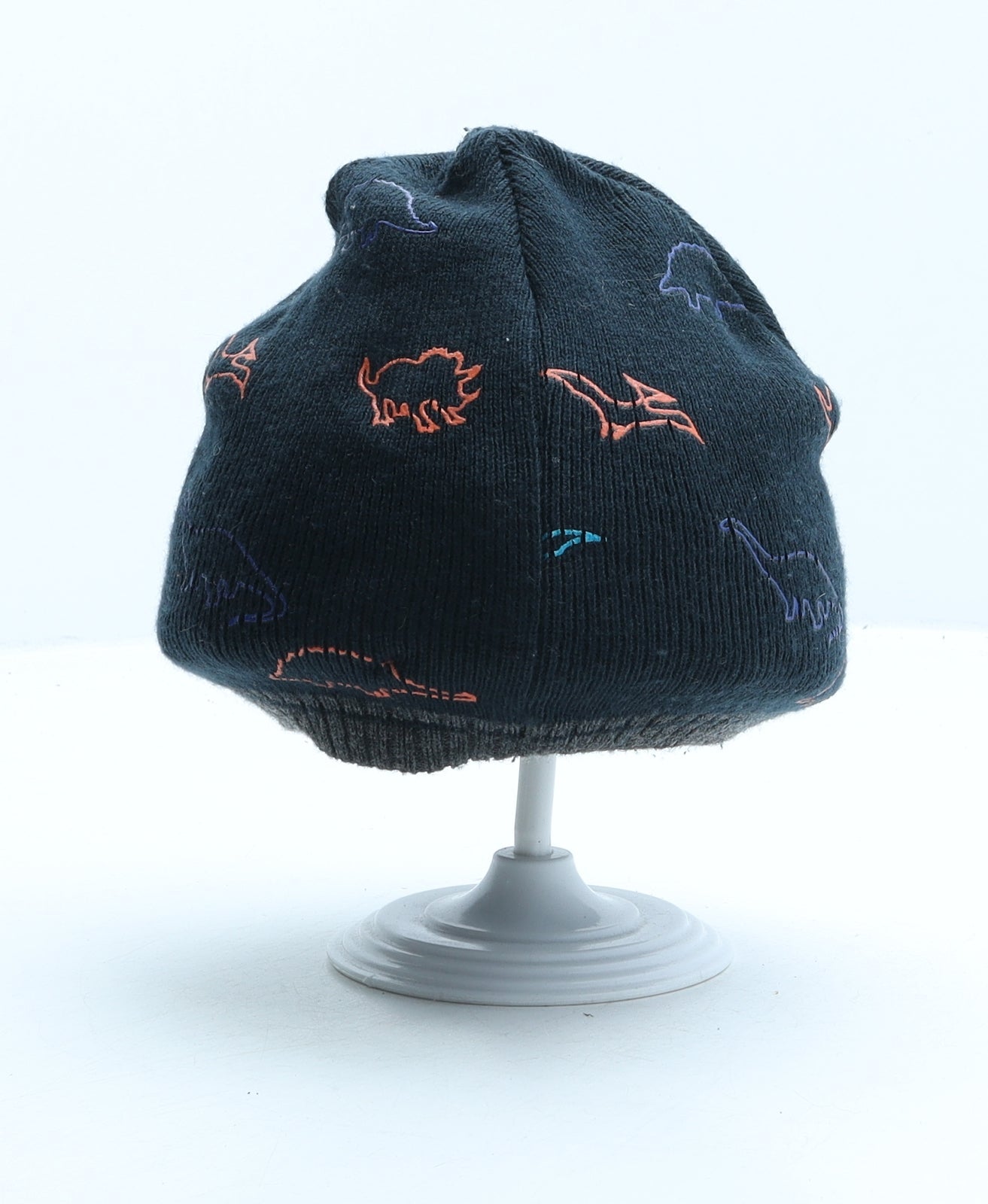 F&F Boys Blue Geometric Acrylic Beanie One Size - Dinosaur