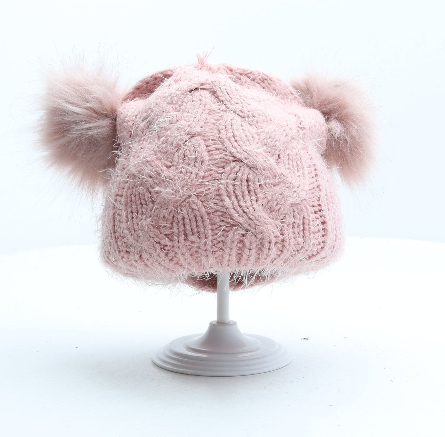 Primark Girls Pink Modacrylic Bobble Hat One Size