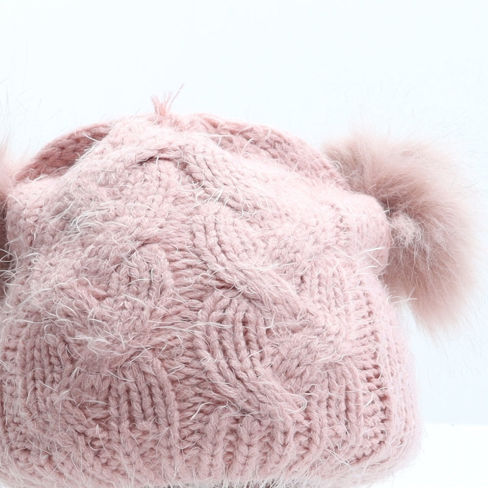 Primark Girls Pink Modacrylic Bobble Hat One Size