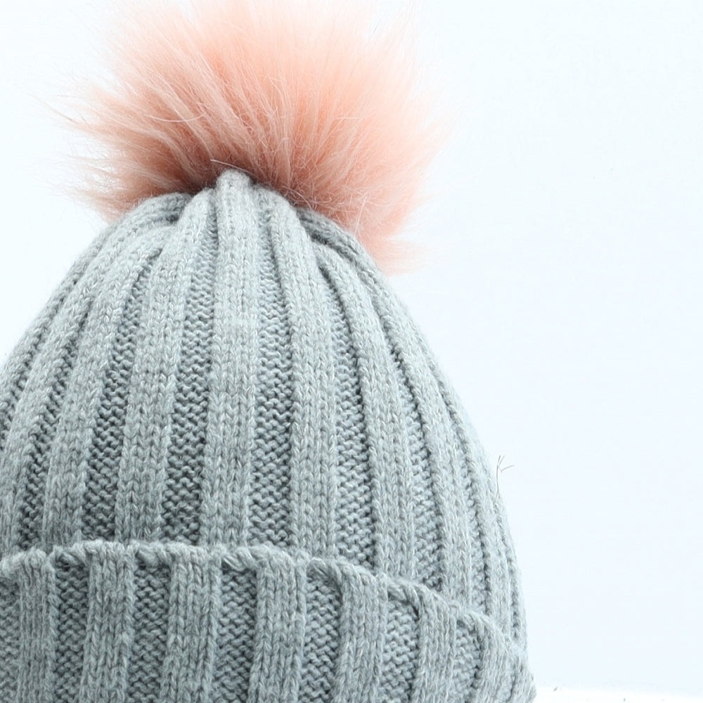 Primark Girls Grey Acrylic Bobble Hat One Size