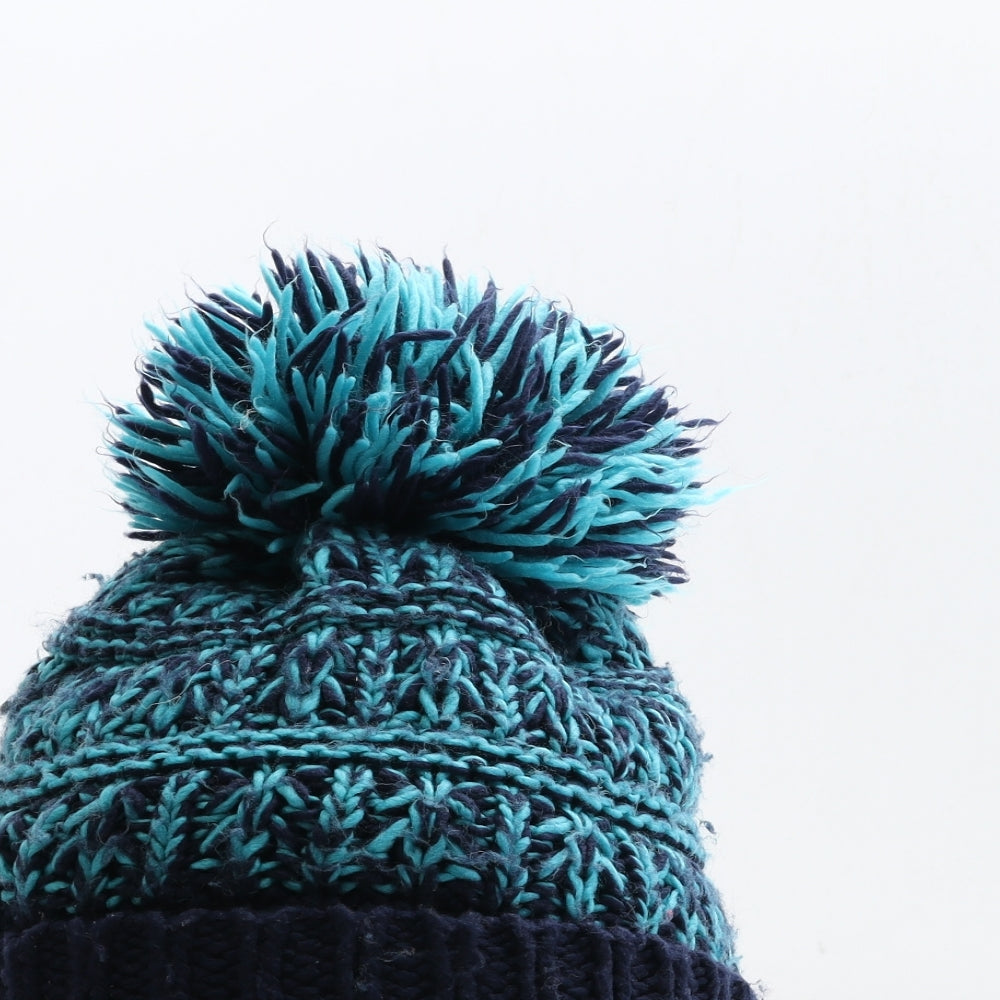 George Boys Blue Geometric Acrylic Bobble Hat Size S