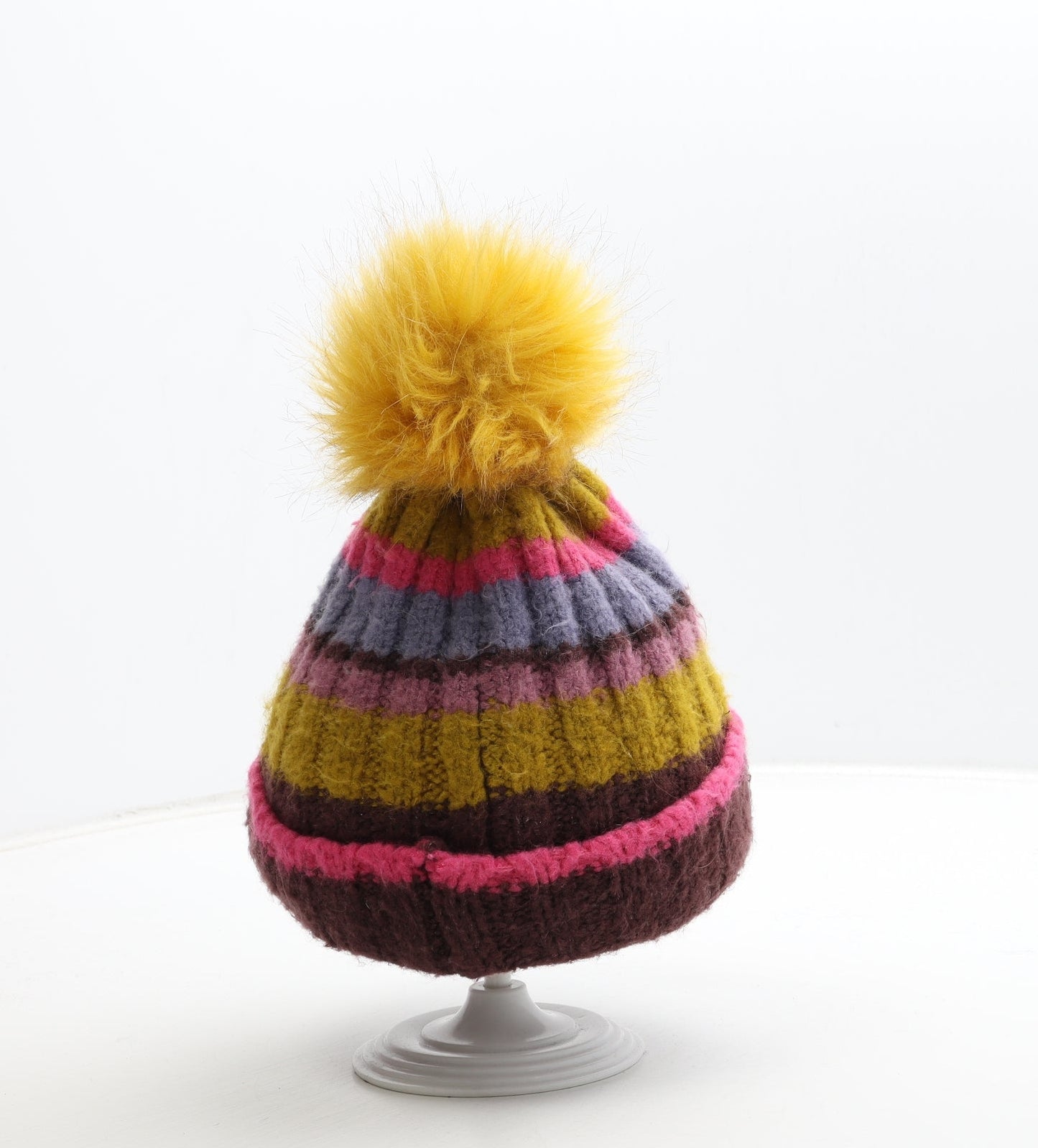 George Girls Multicoloured Colourblock Acrylic Bobble Hat One Size