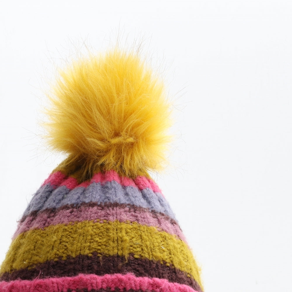 George Girls Multicoloured Colourblock Acrylic Bobble Hat One Size