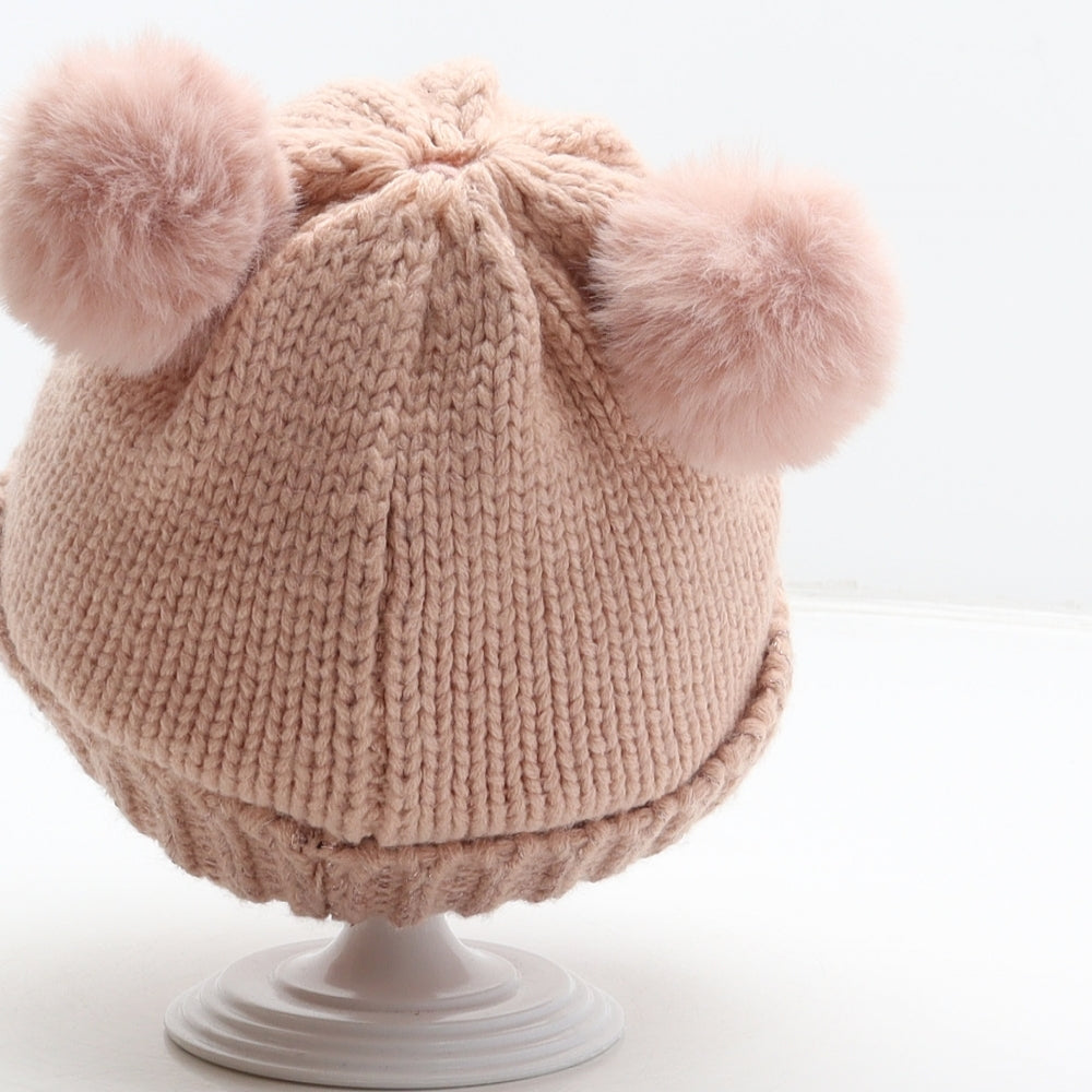George Girls Pink Acrylic Bobble Hat One Size - Unicorn design
