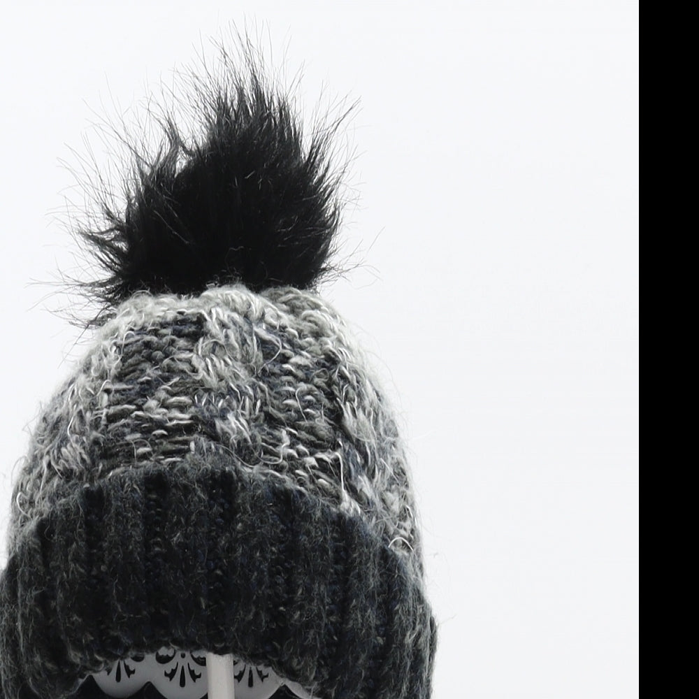 Primark Boys Grey Colourblock Acrylic Bobble Hat Size S