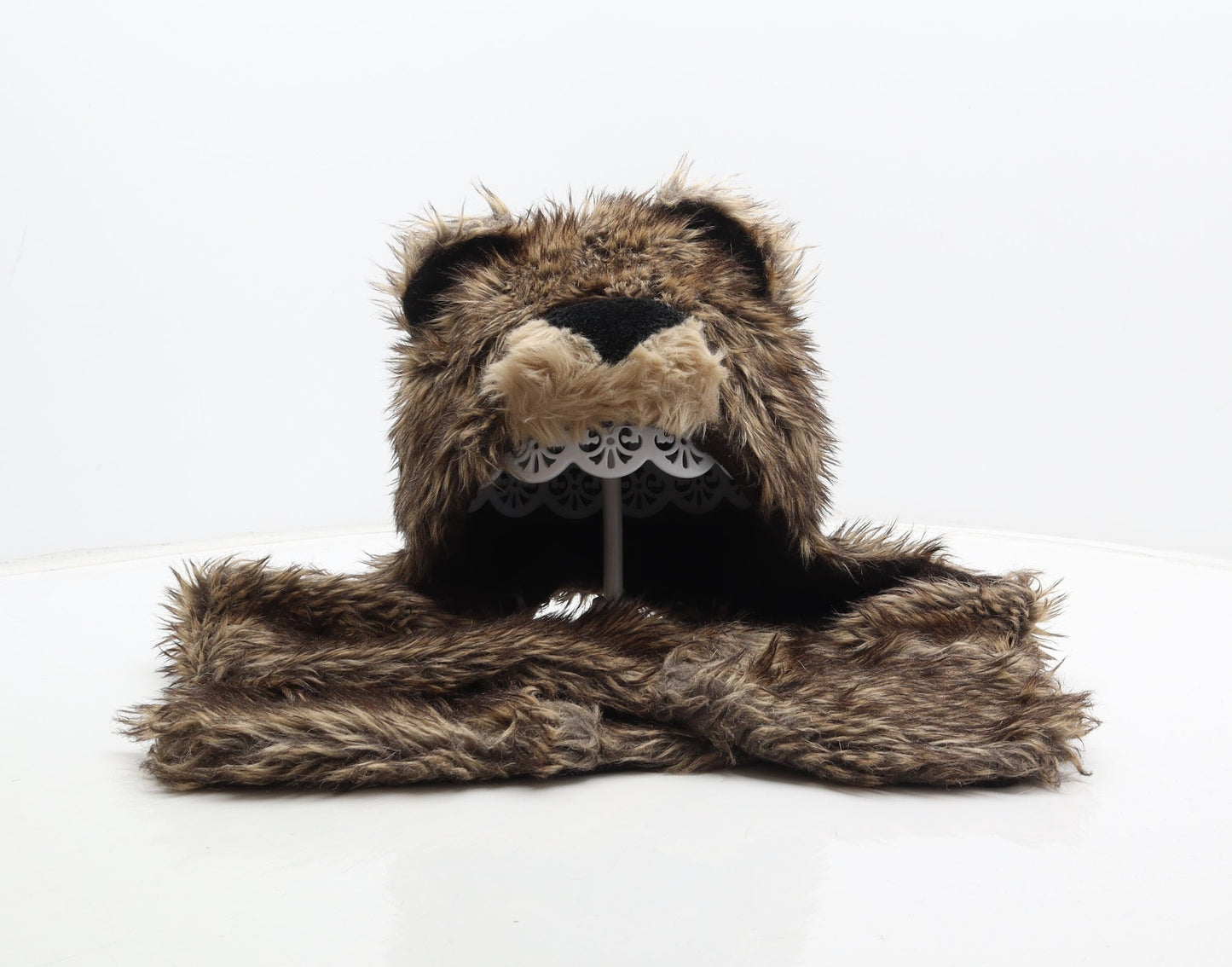 Preworn Boys Brown Polyester Bonnet One Size - Bear design