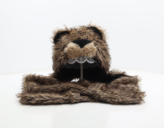 Preworn Boys Brown Polyester Bonnet One Size - Bear design