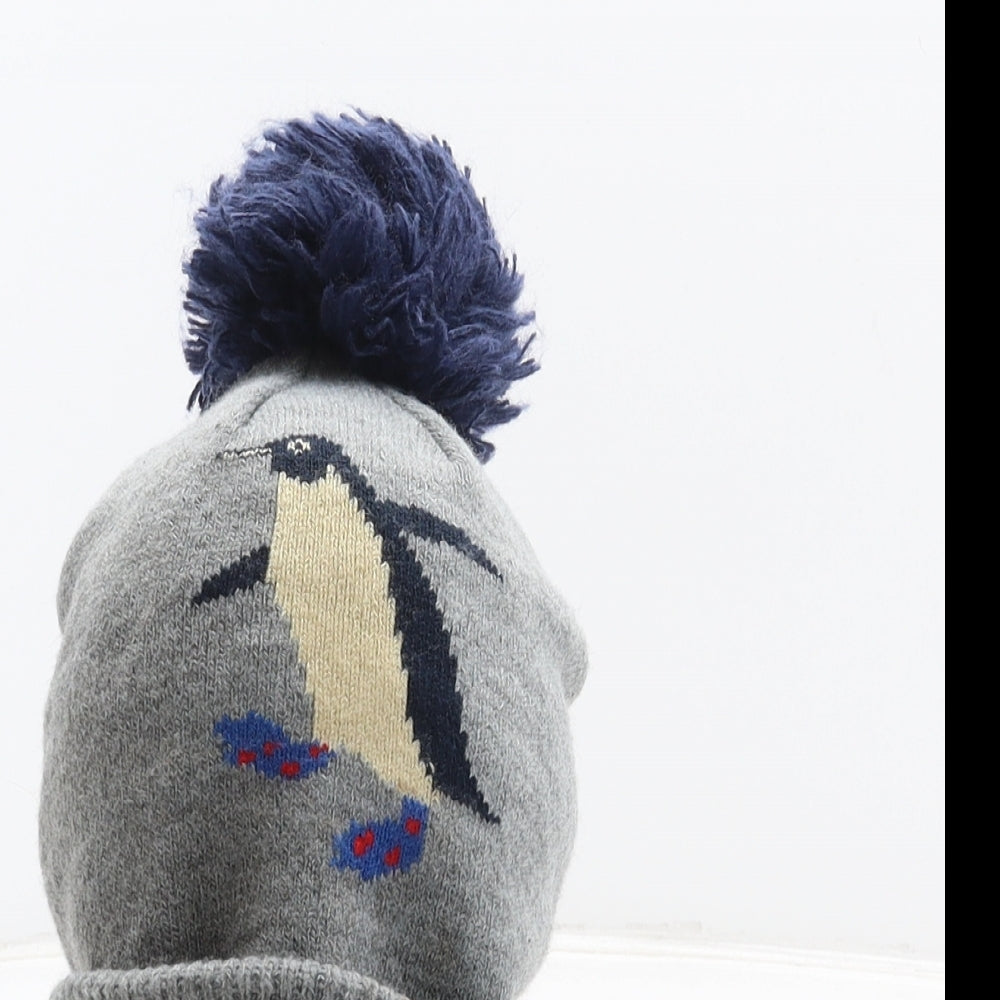 Preworn Boys Grey Acrylic Bobble Hat One Size - Penguin