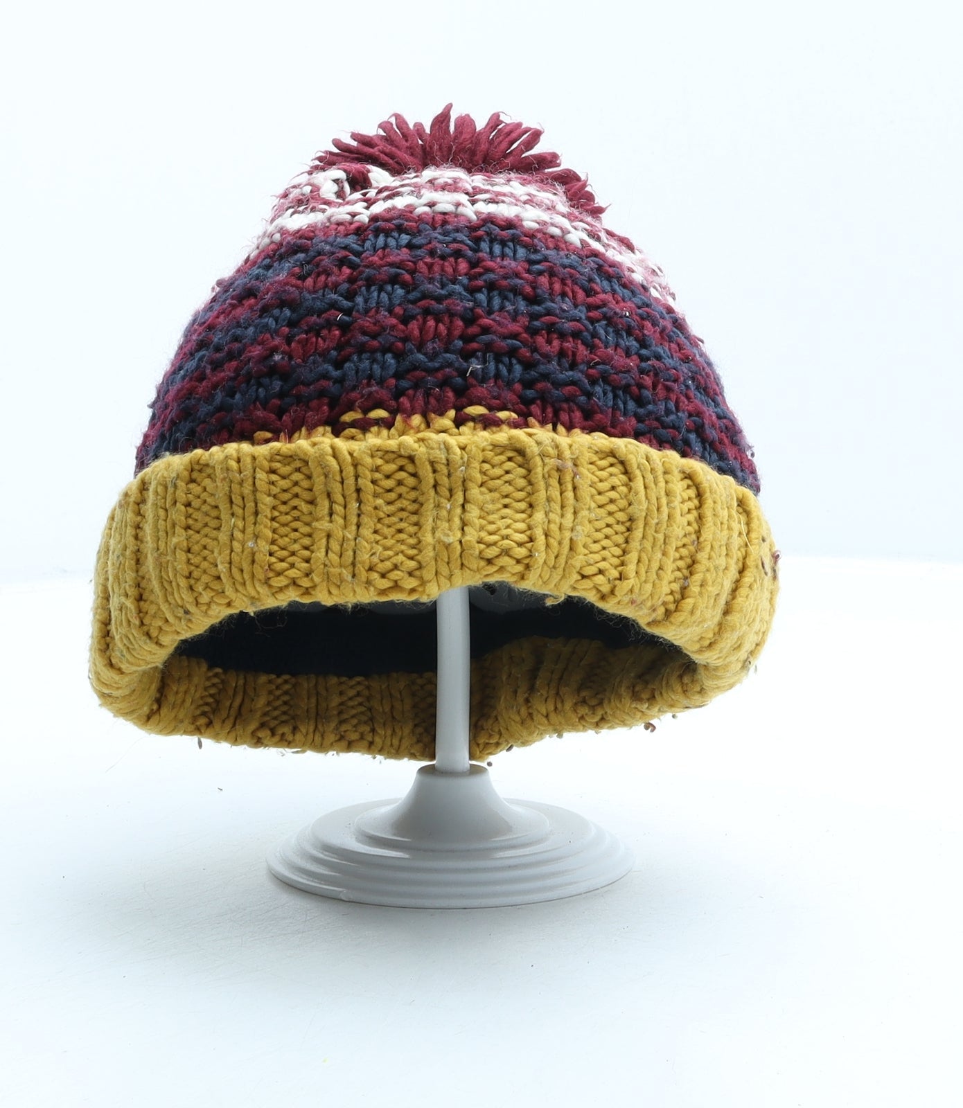 Georgem Boys Multicoloured Striped Acrylic Bobble Hat One Size