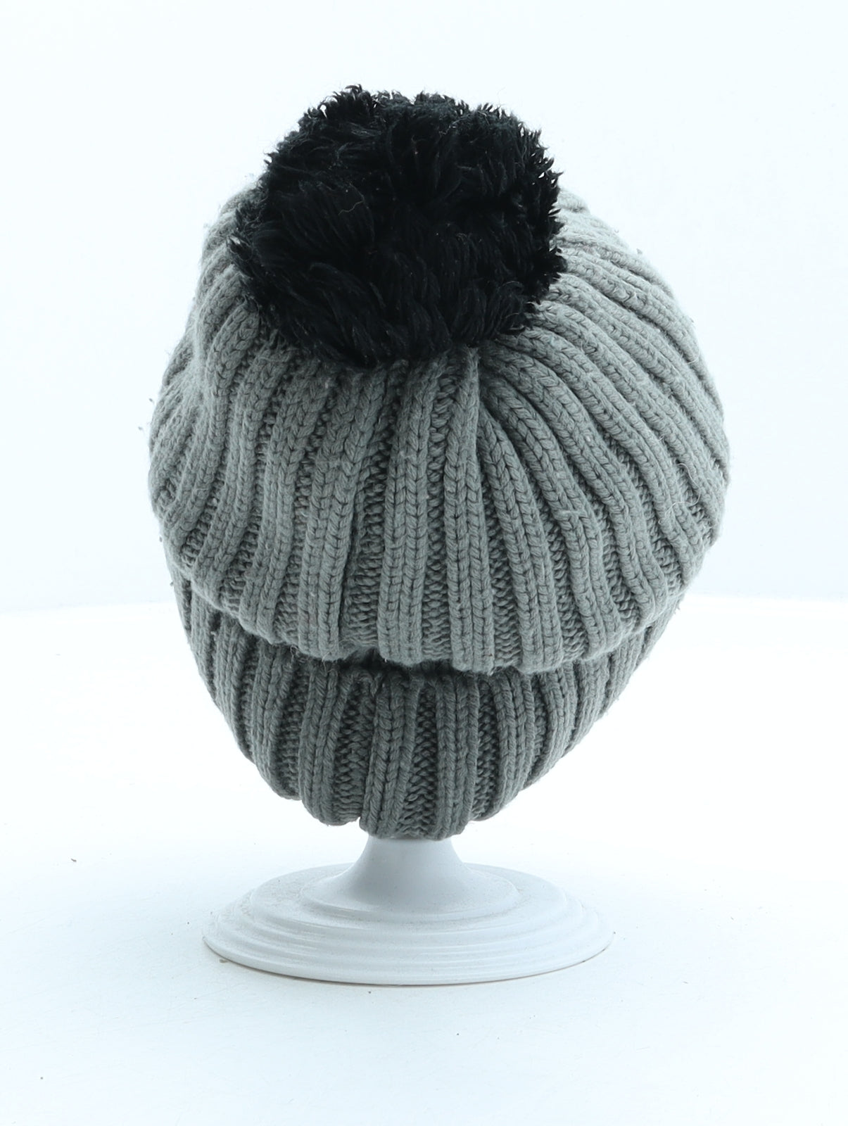 Preworn Boys Grey Acrylic Bobble Hat One Size - Star