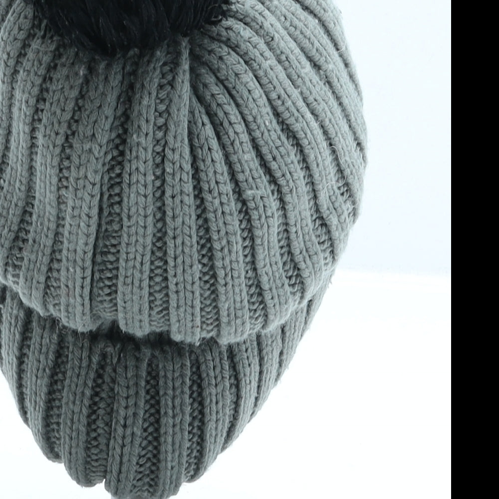 Preworn Boys Grey Acrylic Bobble Hat One Size - Star