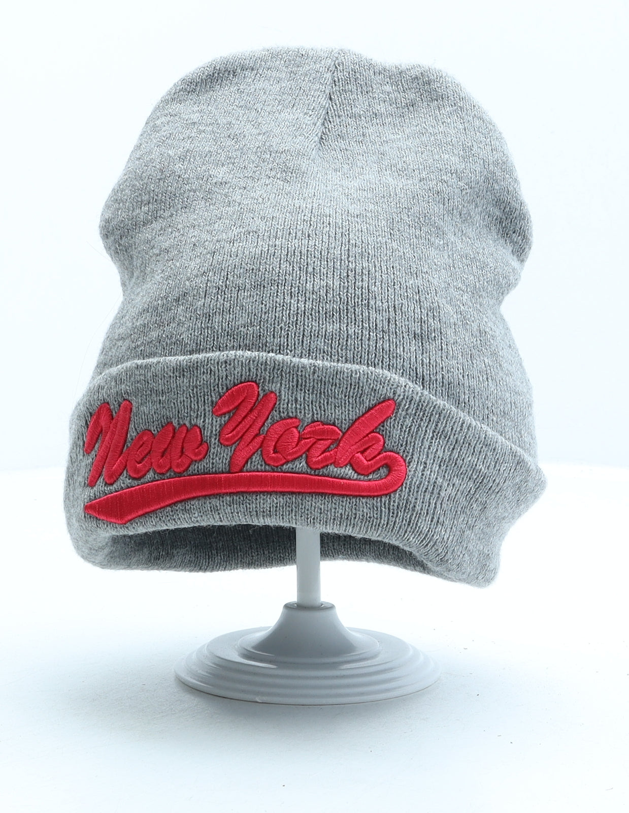 Preworn Womens Grey Acrylic Beanie One Size - New York