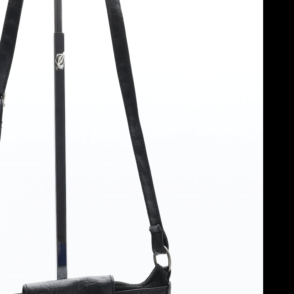 Preworn Womens Black Polyurethane Crossbody Size Small