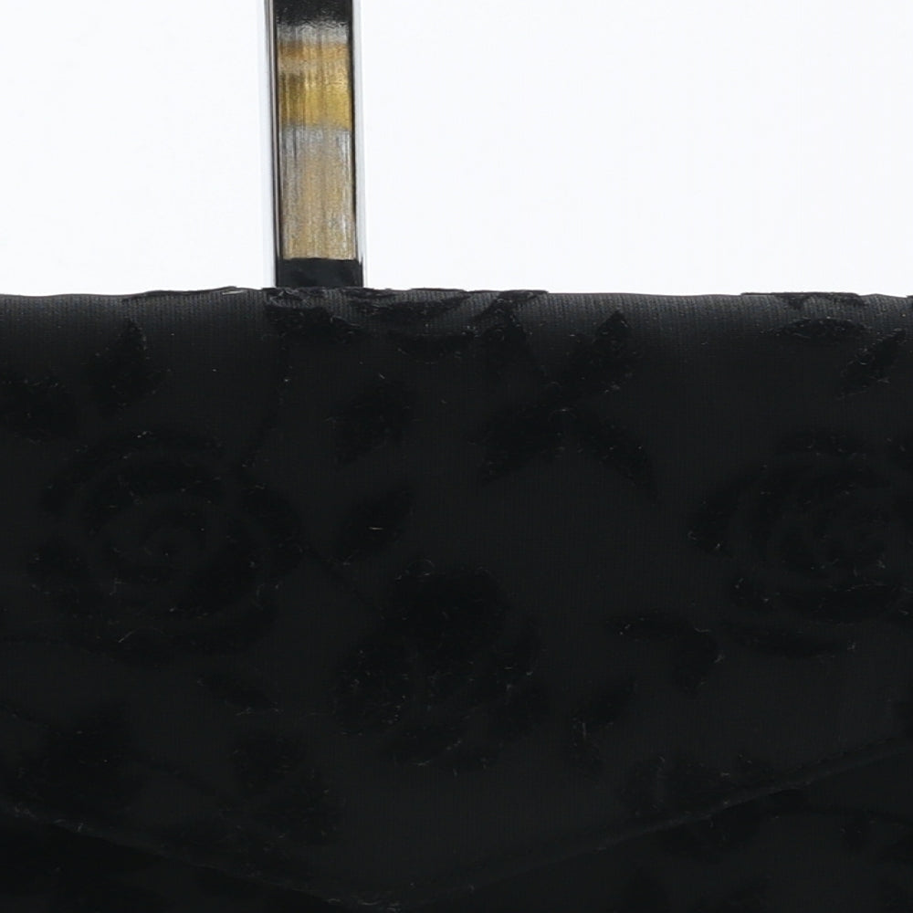Preworn Womens Black Floral Polyester Clutch Size Small