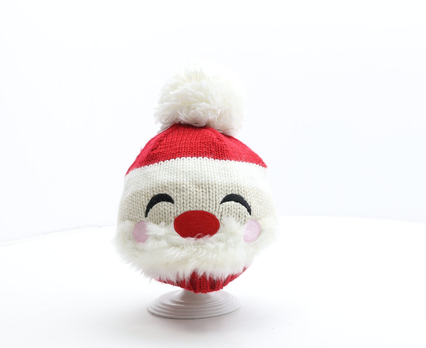 Preworn Girls Red Polyacrylic Bobble Hat Size S - Father Christmas