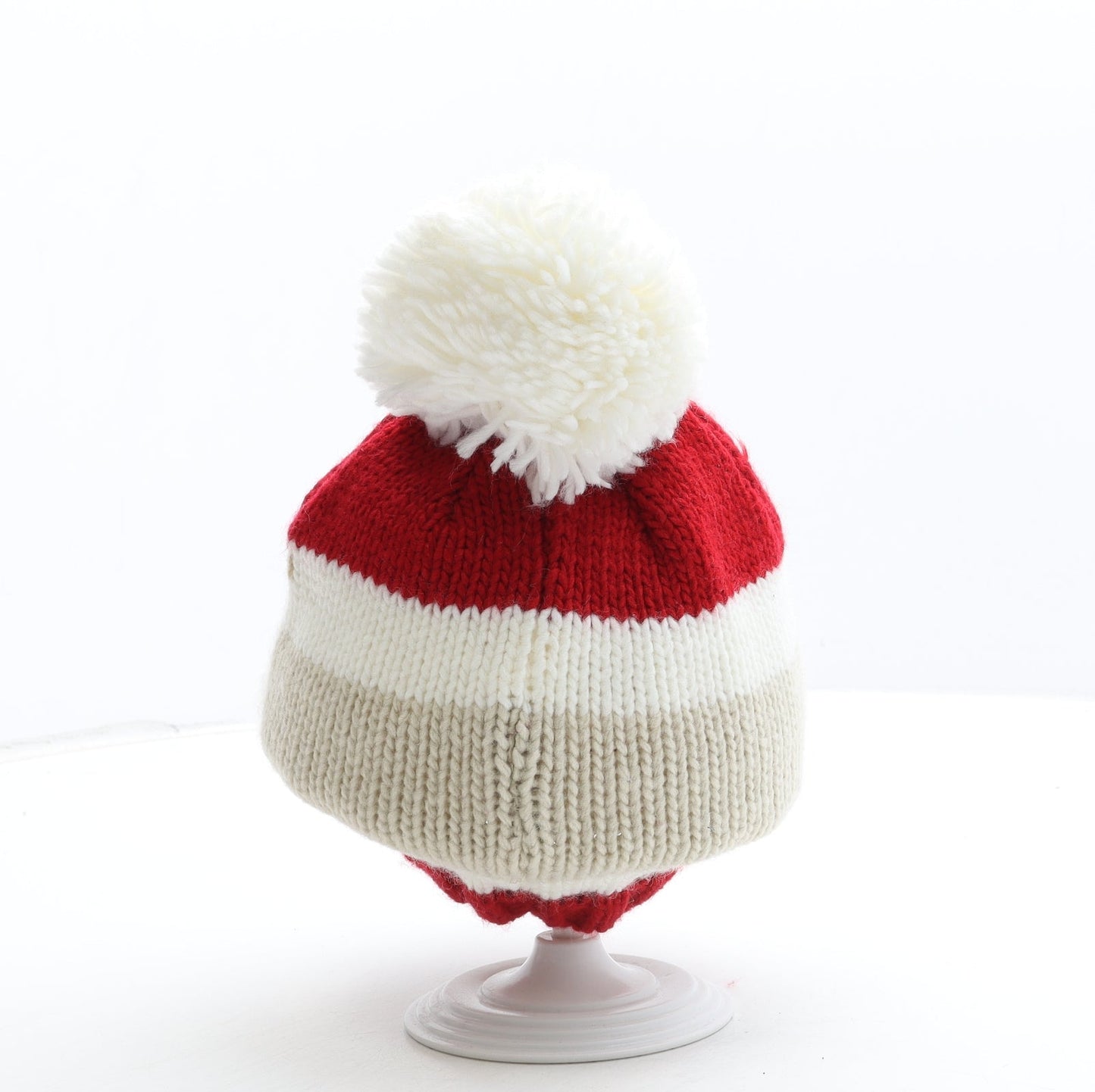 Preworn Girls Red Polyacrylic Bobble Hat Size S - Father Christmas