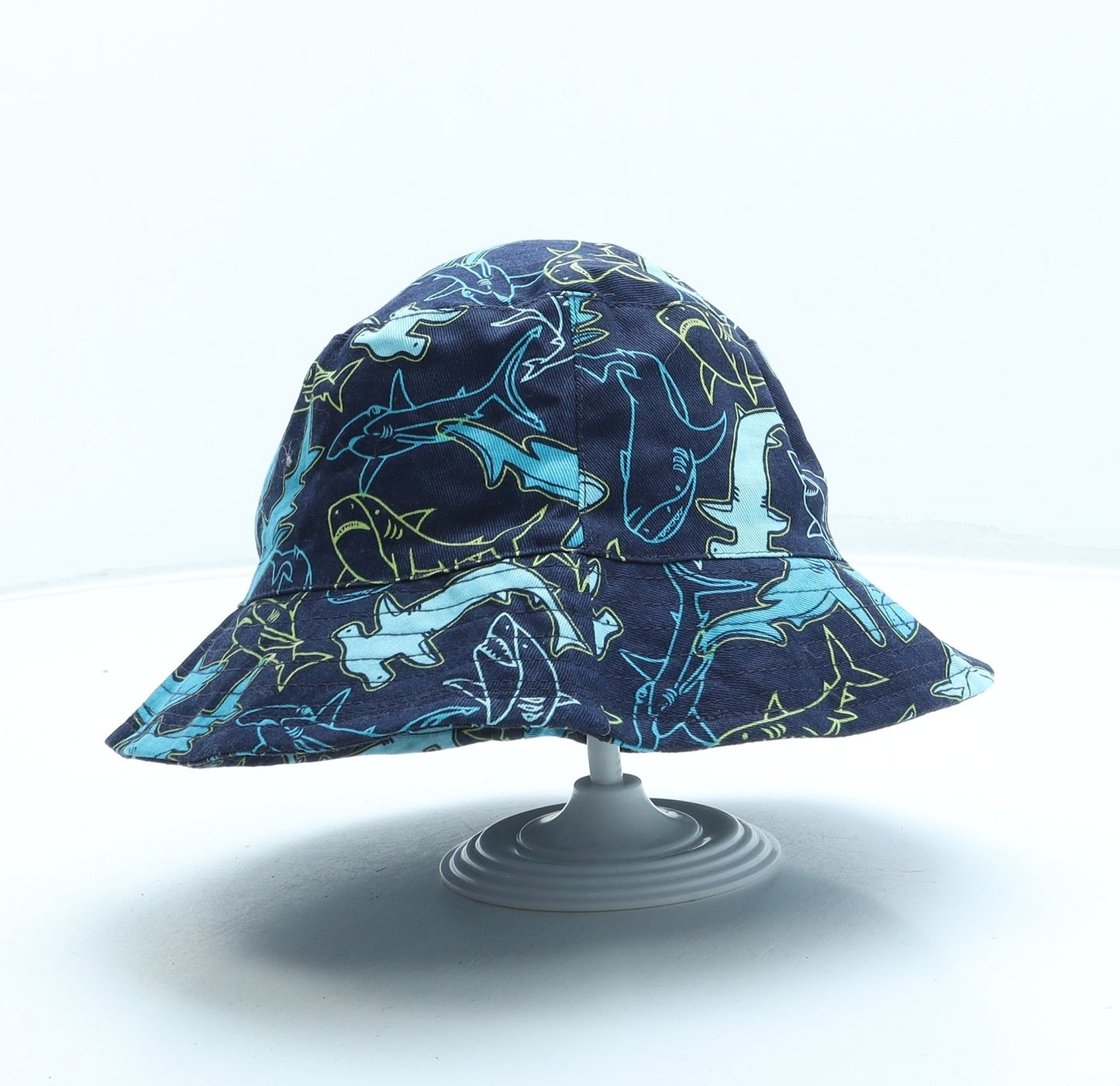 F&F Boys Blue Geometric Cotton Bucket Hat One Size - Shark print