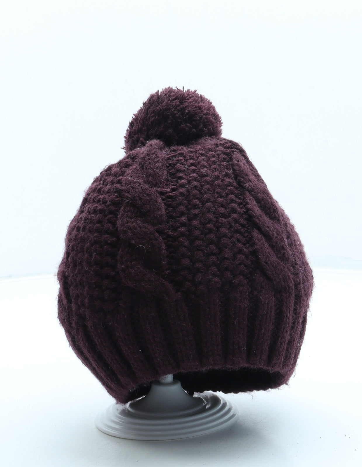 F&F Womens Red Acrylic Bobble Hat One Size - Pom Pom