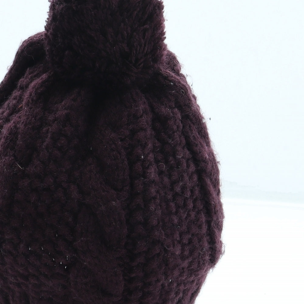 F&F Womens Red Acrylic Bobble Hat One Size - Pom Pom