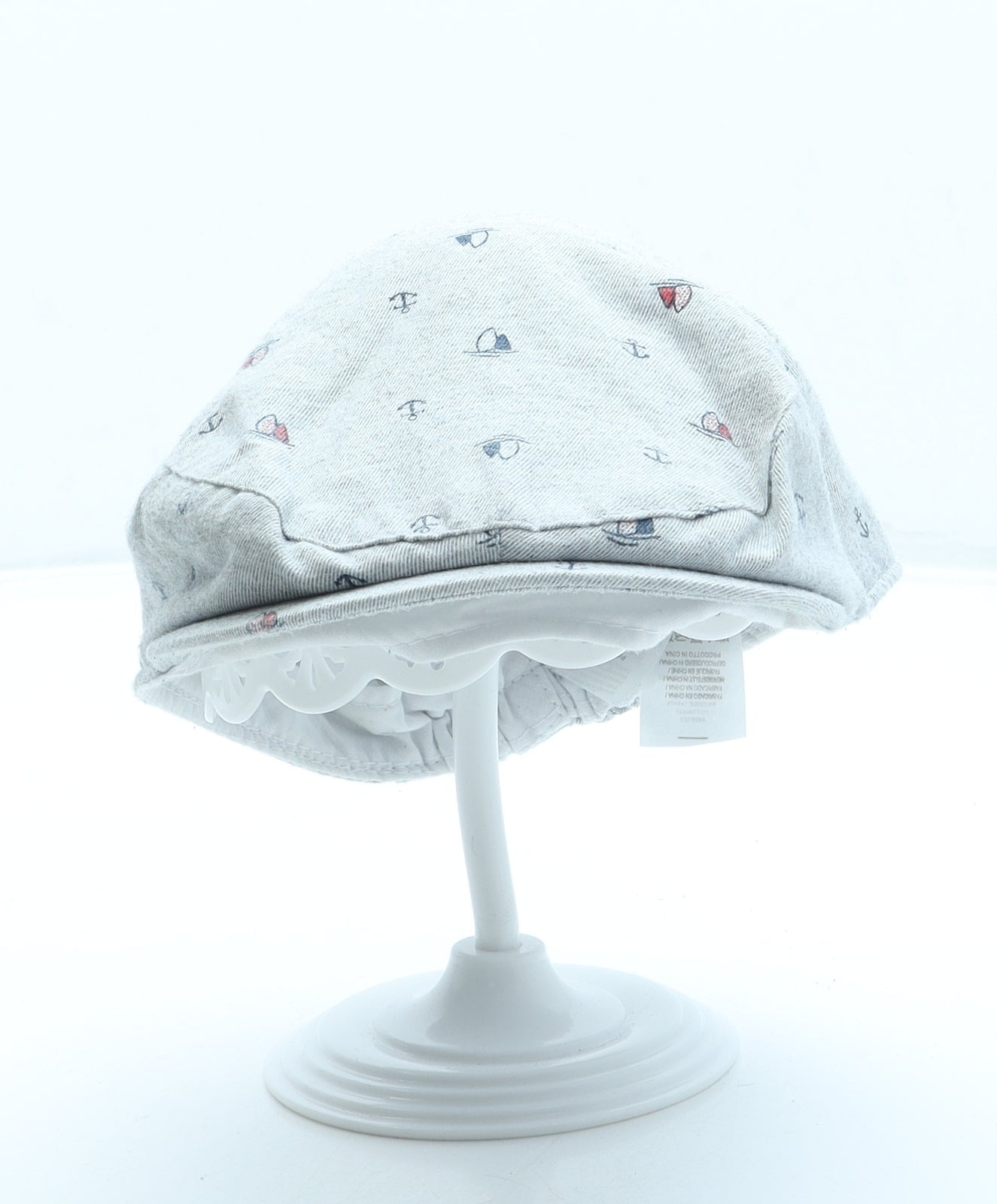 Primark Boys Grey Geometric Polyester Flat Cap One Size - Boats
