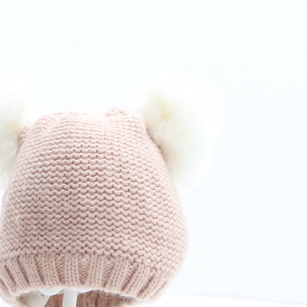 Primark Girls Pink Acrylic Bobble Hat One Size