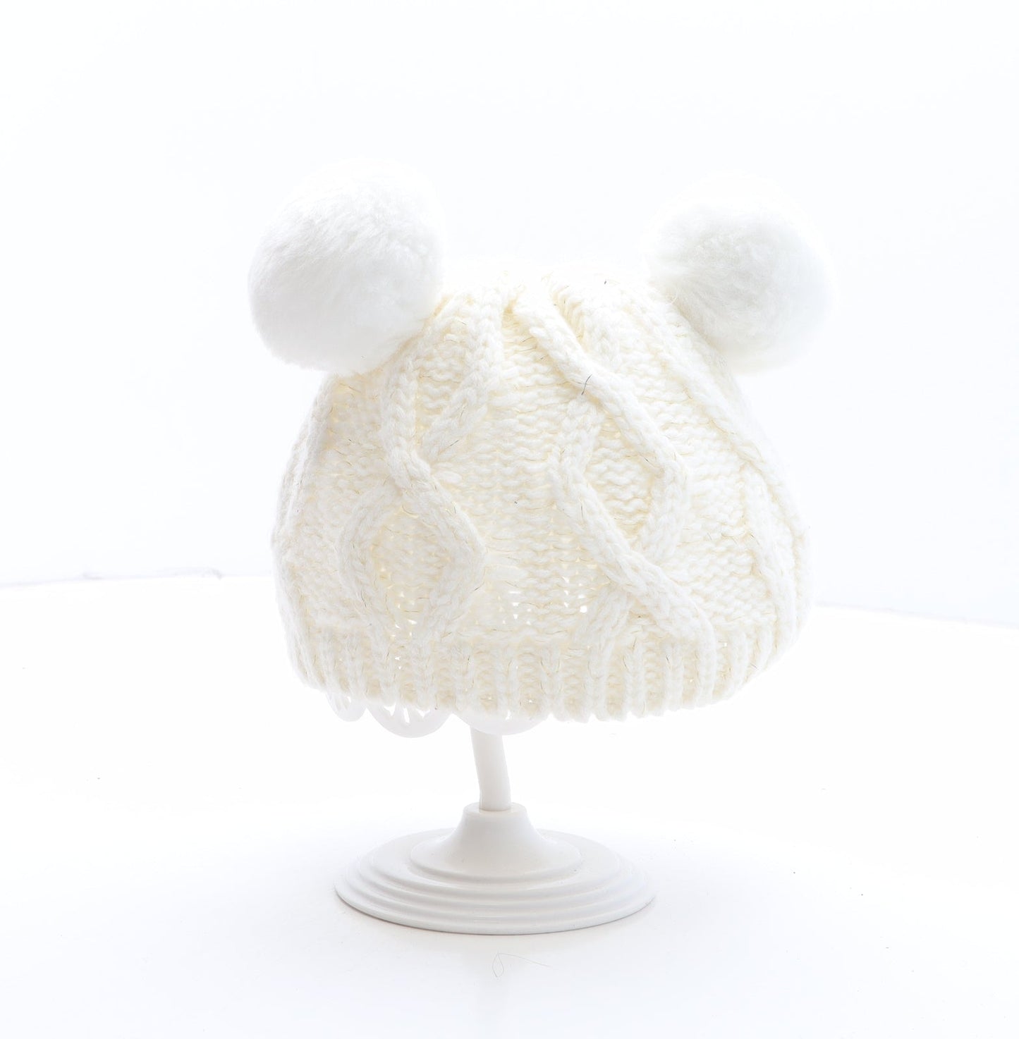 George Girls White Acrylic Bobble Hat One Size