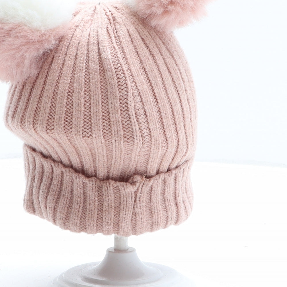 Preworn Girls Pink Viscose Bobble Hat One Size