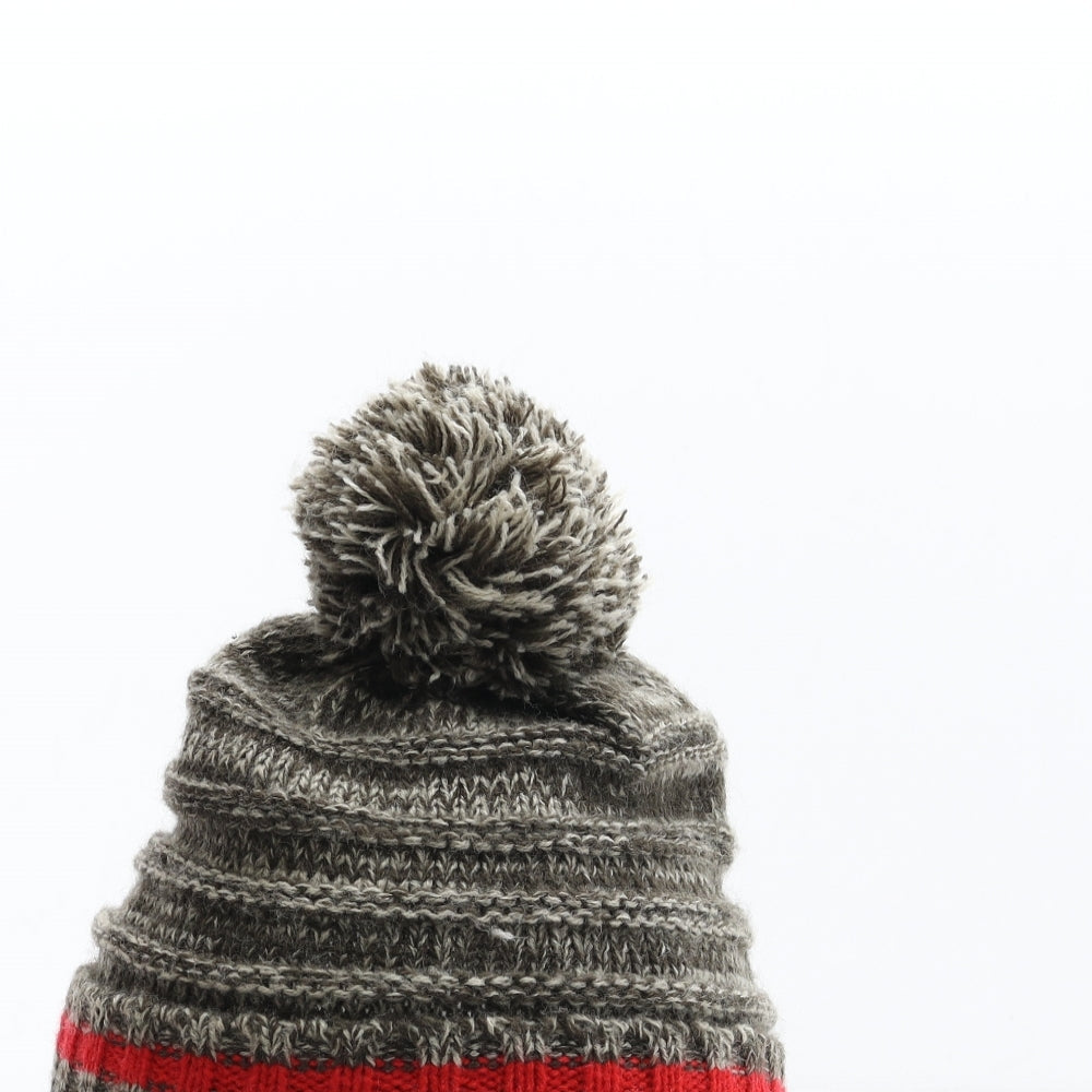 F&F Boys Brown Acrylic Bobble Hat Size S