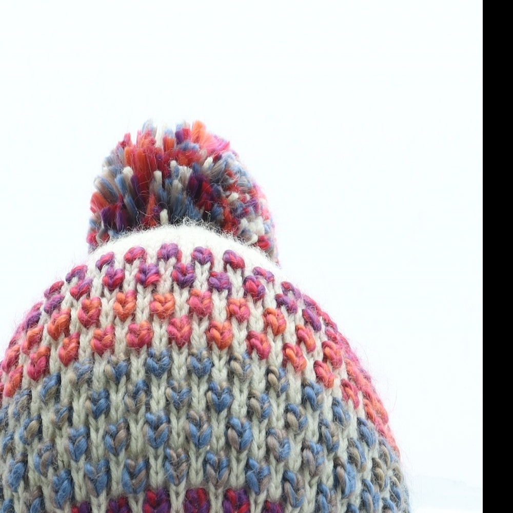 George Girls Multicoloured Geometric Acrylic Bobble Hat One Size - Pom Pom