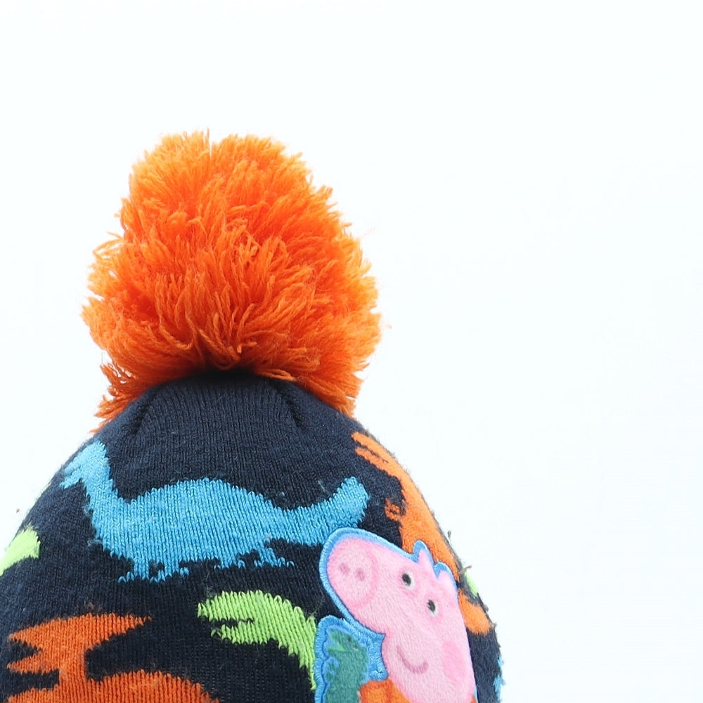 George Boys Blue Geometric Acrylic Bobble Hat One Size - Peppa Pig