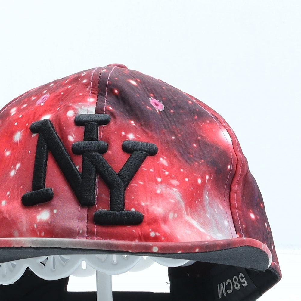 Preworn Mens Red Geometric Cotton Snapback Size 58 - New York
