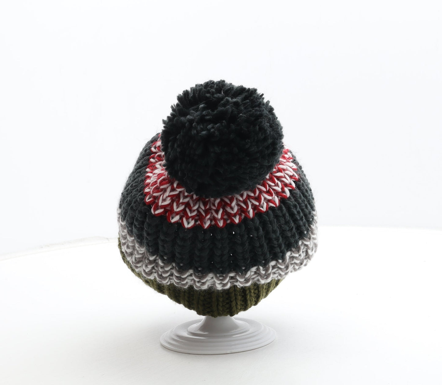 Preworn Boys Multicoloured Colourblock Acrylic Bobble Hat Size S