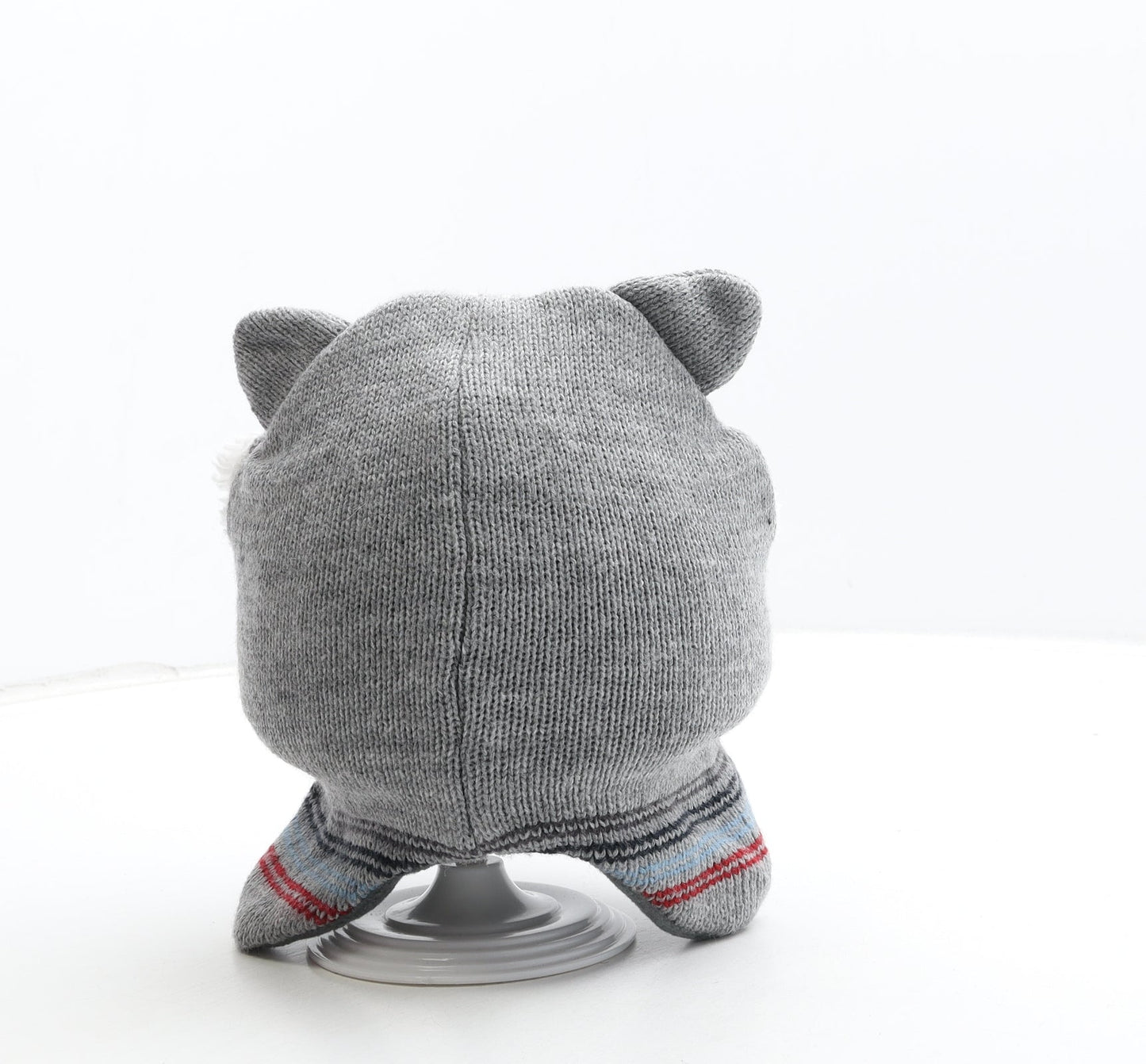Preworn Boys Grey Acrylic Beanie Size S - Racoon Detail