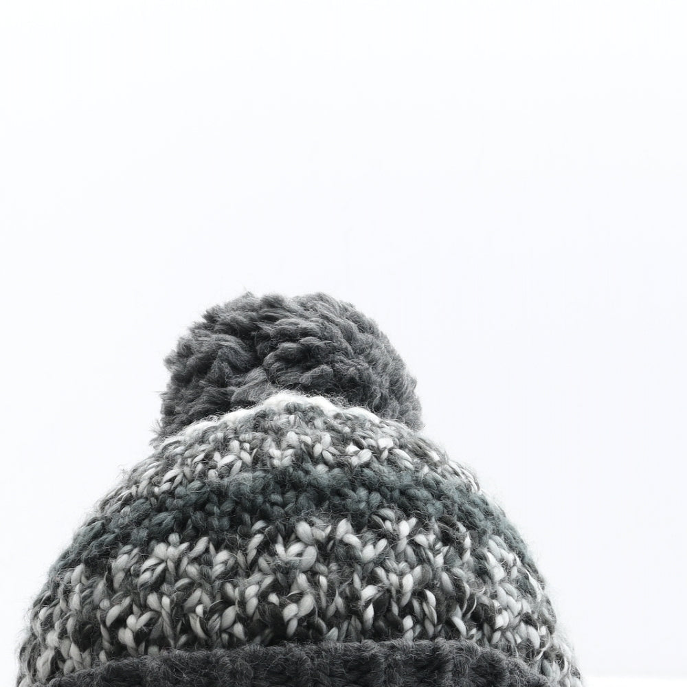 Preworn Boys Grey Colourblock Acrylic Bobble Hat Size S