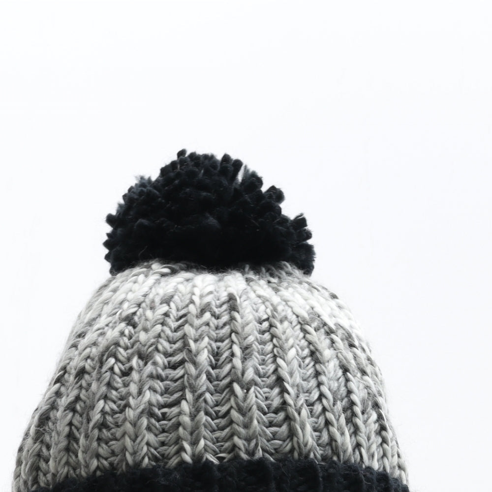 Preworn Boys Grey Colourblock Acrylic Bobble Hat Size S
