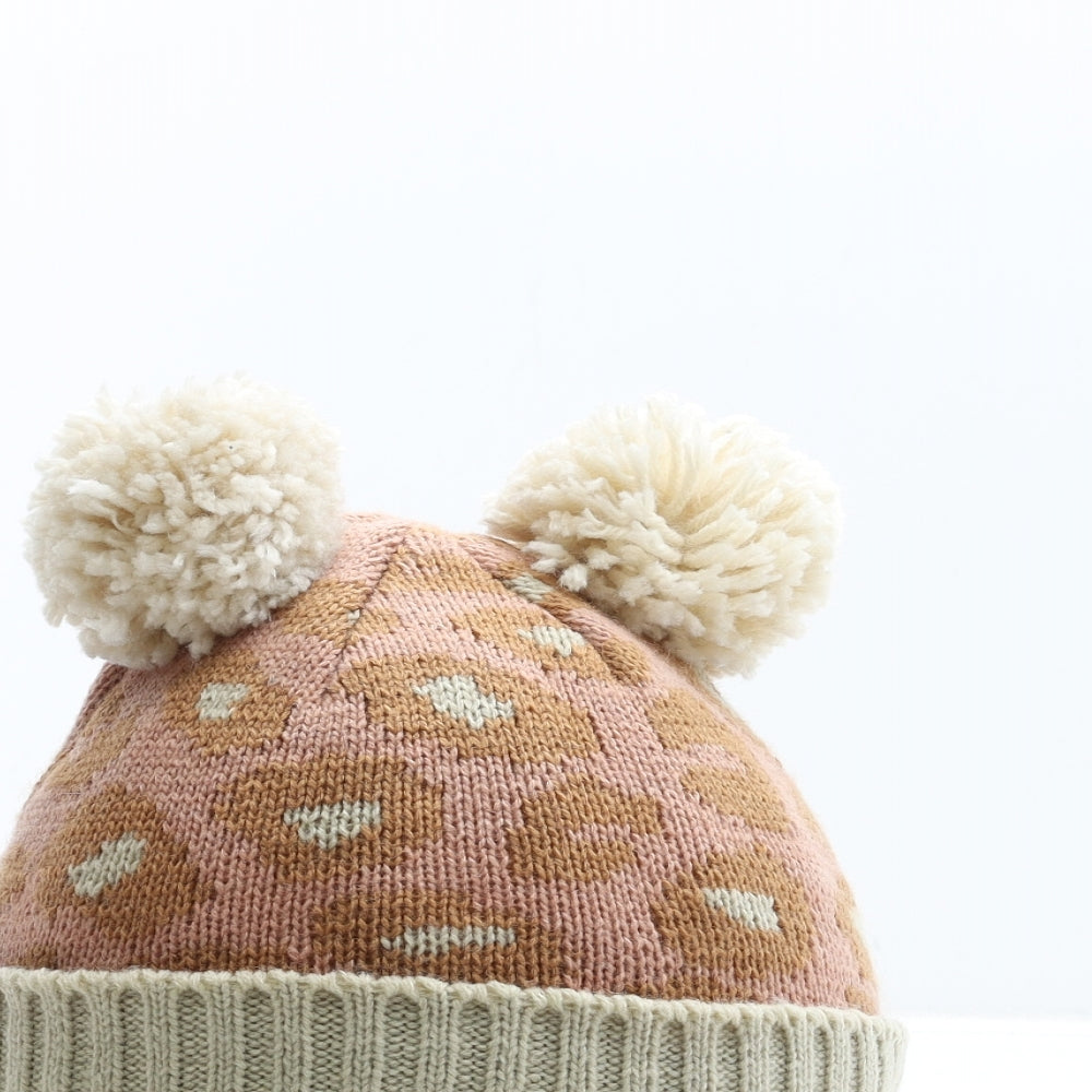 George Girls Multicoloured Geometric Polyester Bobble Hat Size S