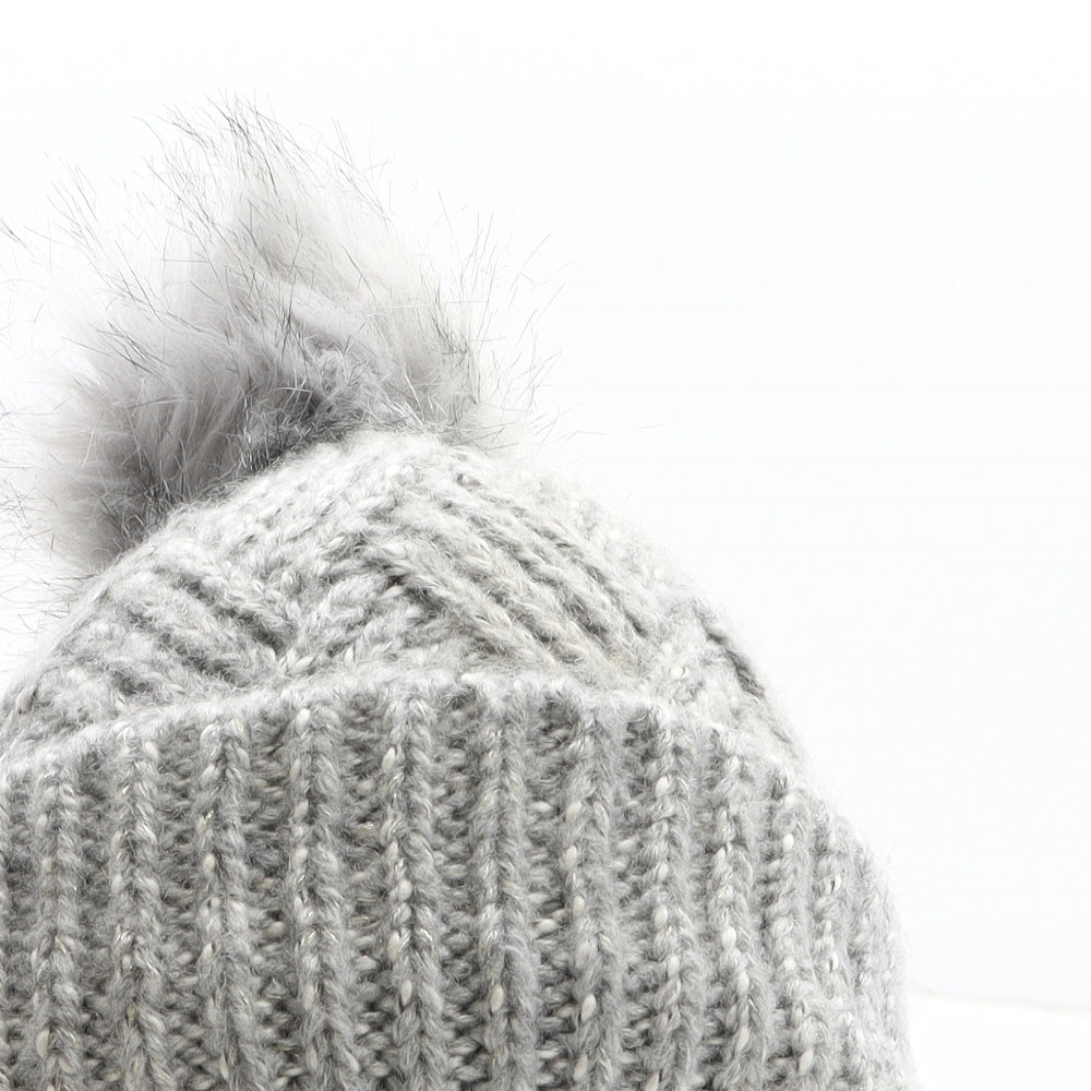 Preworn Girls Grey Acrylic Bobble Hat One Size