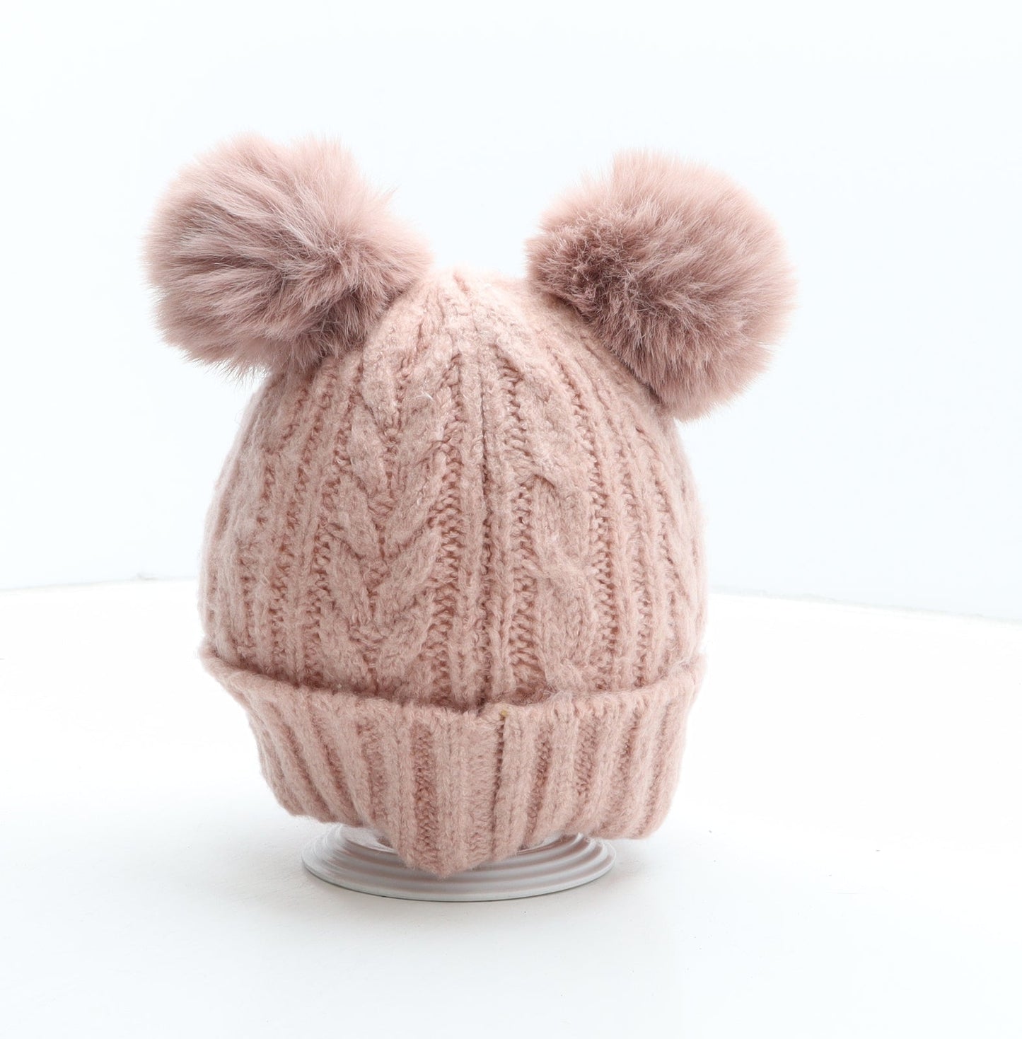 Preworn Girls Pink Acrylic Bobble Hat One Size