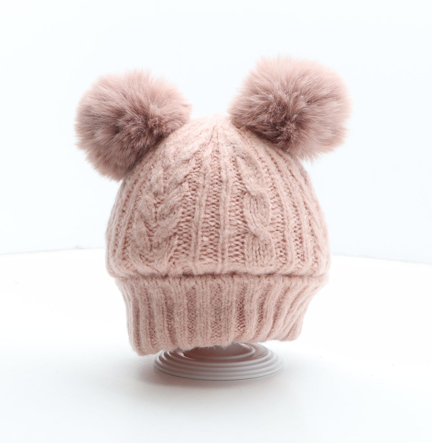 Preworn Girls Pink Acrylic Bobble Hat One Size