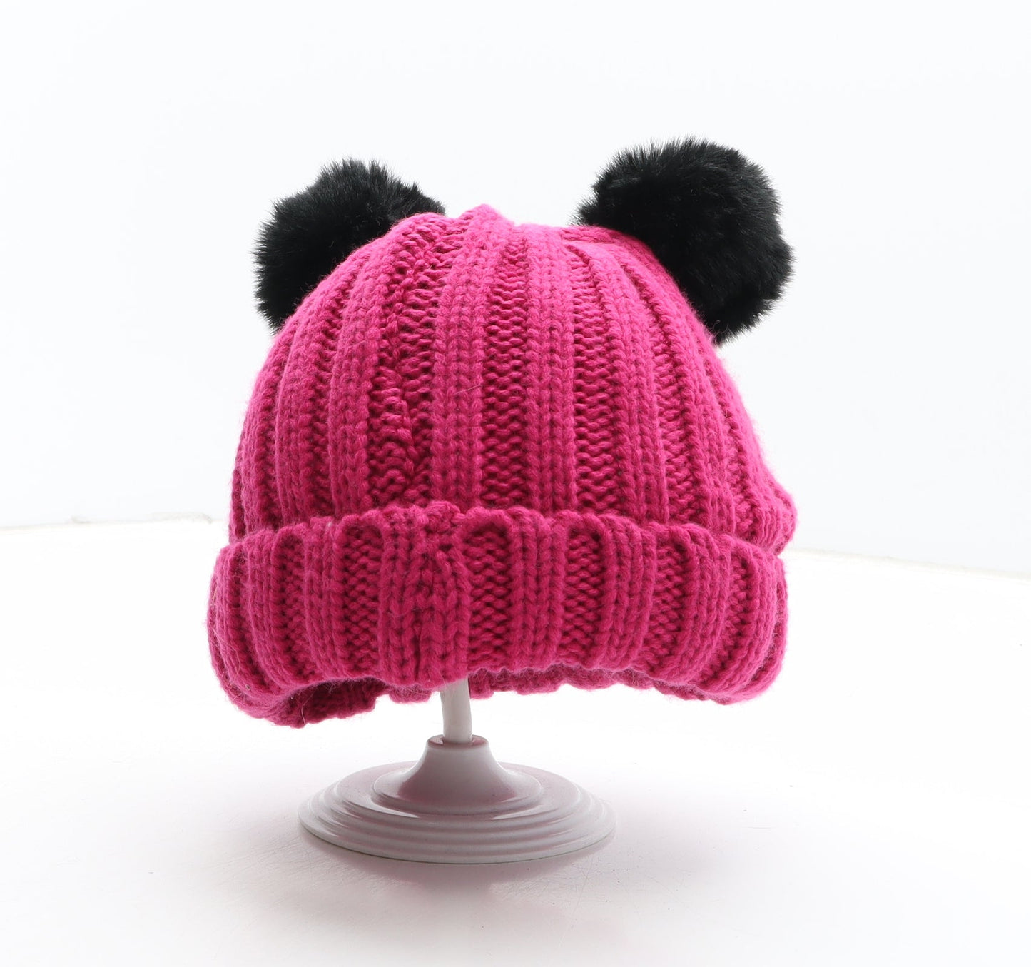 Preworn Girls Pink Acrylic Bobble Hat One Size