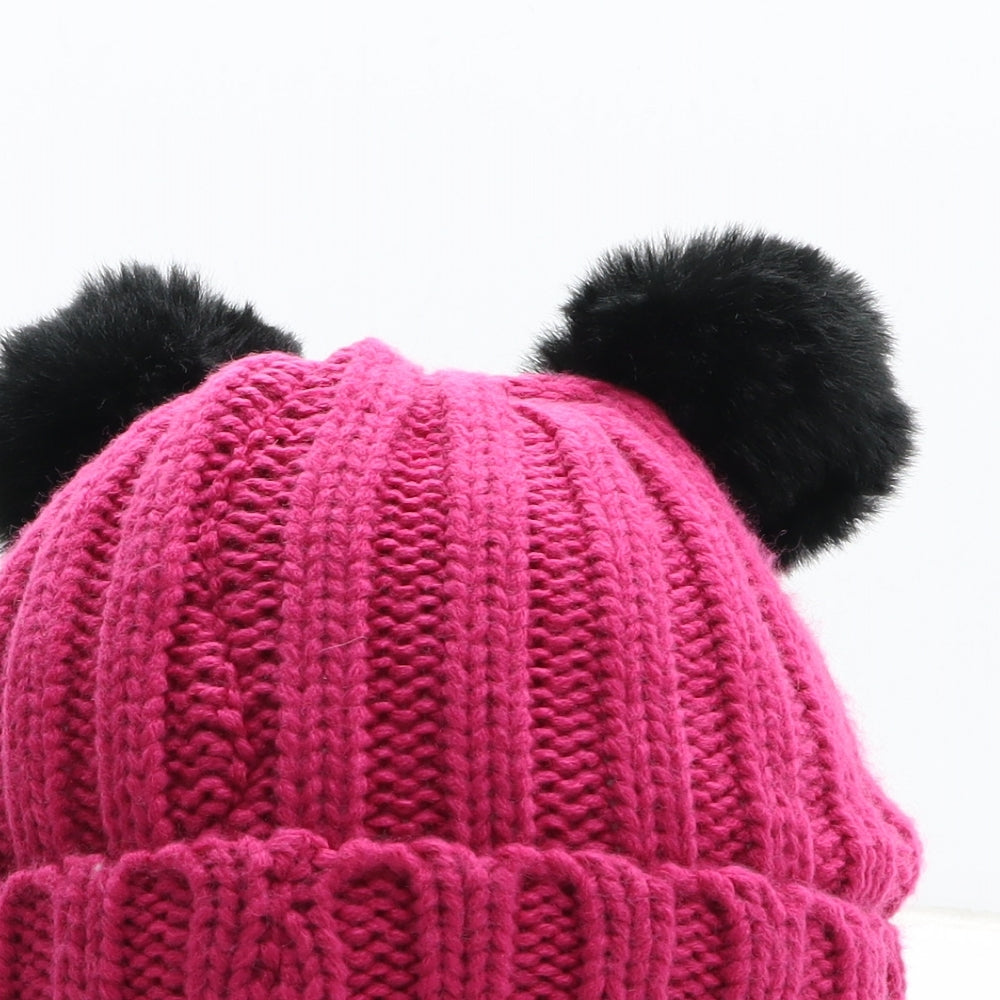 Preworn Girls Pink Acrylic Bobble Hat One Size