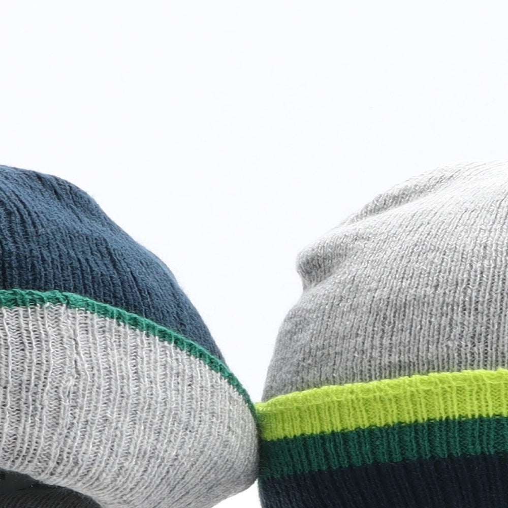 Preworn Boys Multicoloured Acrylic Beanie One Size - Pack of 2