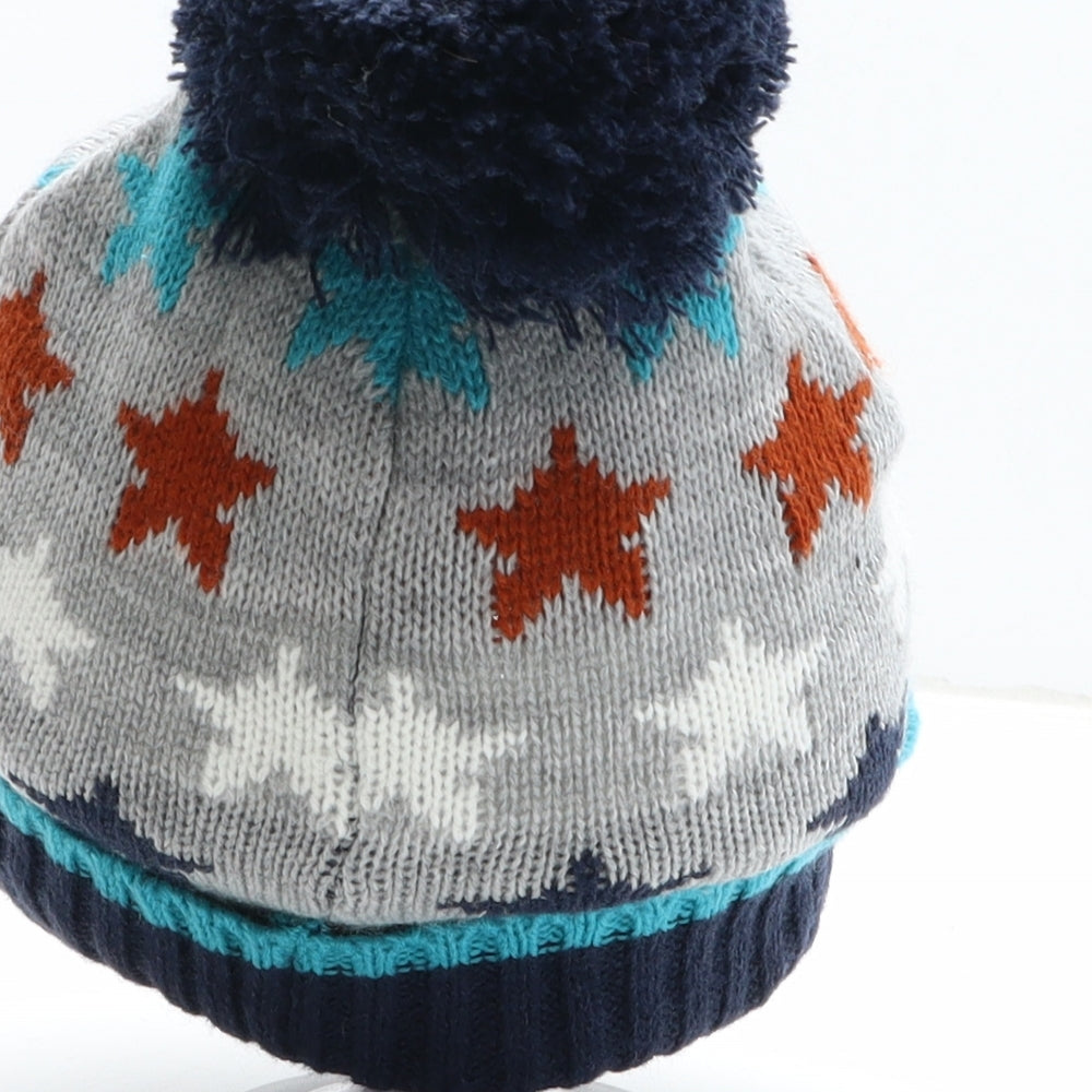 Preworn Boys Grey Geometric Acrylic Bobble Hat One Size - Stars
